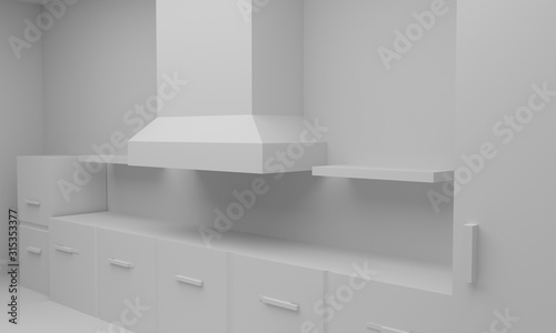  Kitchen Room of The Background., 3d Rendering.