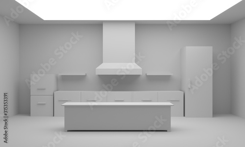  Kitchen Room of The Background., 3d Rendering.