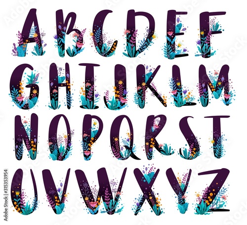 Floral alphabet set