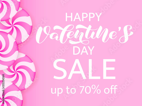 Valentine's Day Sale brush lettering. Vector stock illustration for card or poster