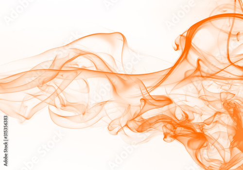Orange smoke abstract on white background for design