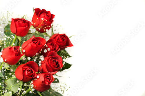 Red Roses bouquet  isolated on white background, Valentine's Day