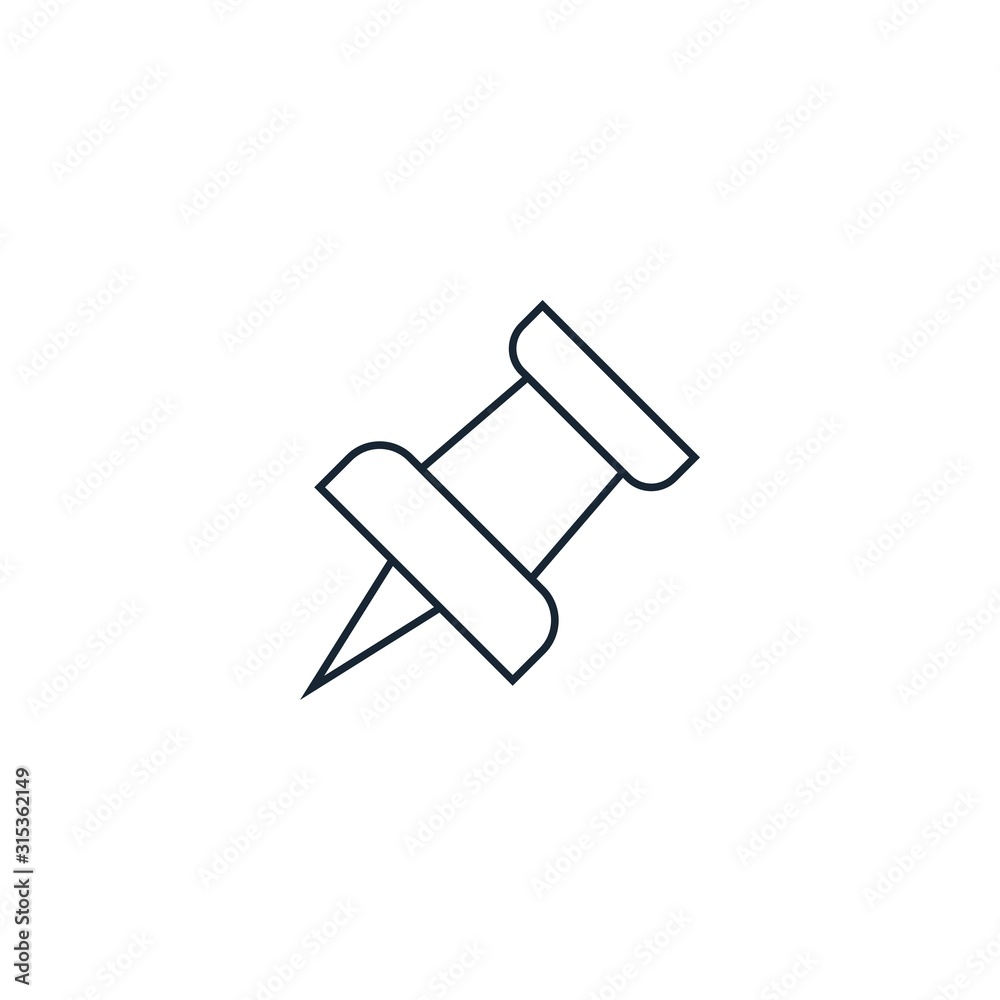 Pin creative icon. From Stationery icons collection. Isolated Pin sign on white background