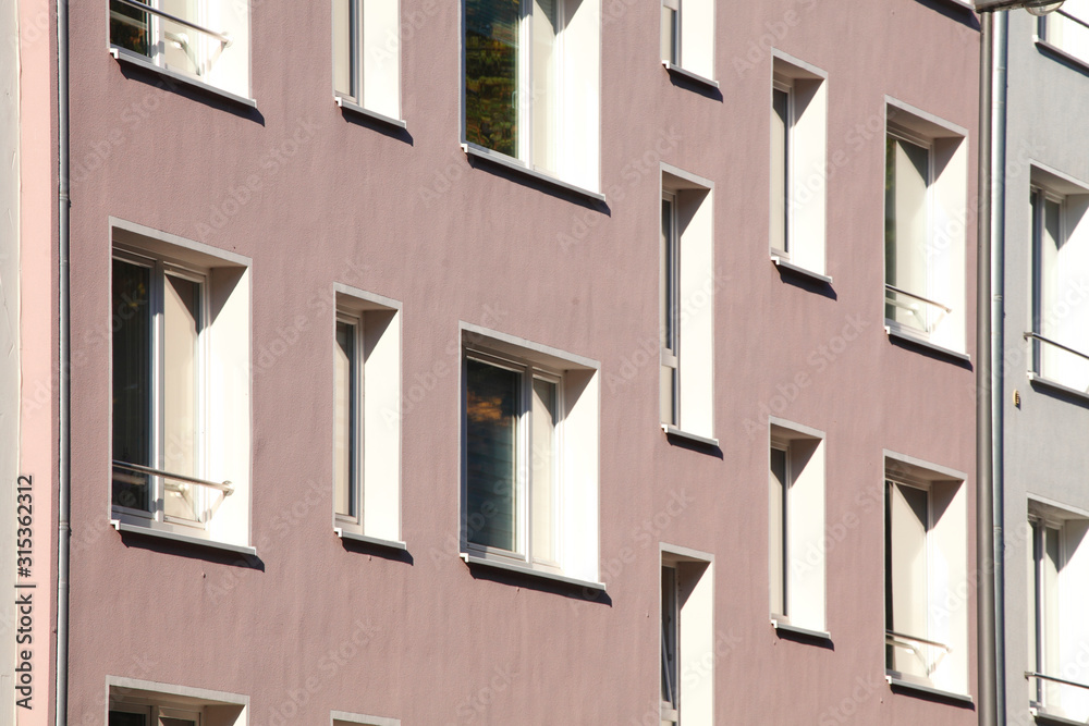 Moderne monotone Wohngebäude, Mietshäuser, Reihenhäuser, Mehrfamilienhäuser, Bremen, Deutschland Moderne monotone Wohngebäude, Mietshäuser, Reihenhäuser, Mehrfamilienhäuser, Bremen, Deutschland