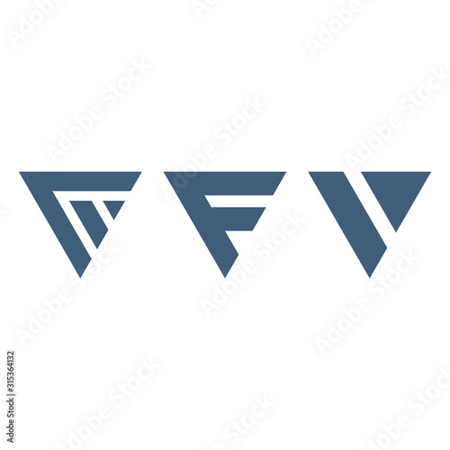 geometric triangles letter F V logo design set. Technology business identity concept. Creative corporate template. Stock Vector illustration isolated on white background.