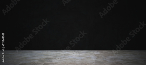 Blank concrete wide dark studio room, Cement floor wall for interior decoration and product display. wall background. loft style