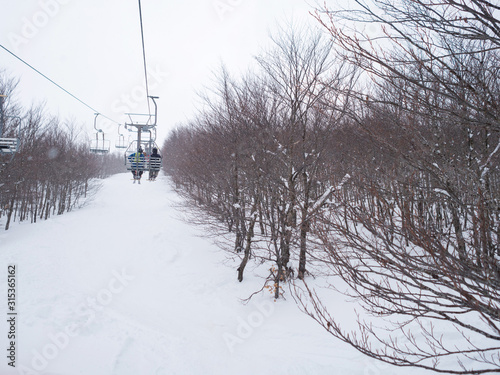 Ski lift on ski resort in Greece photo