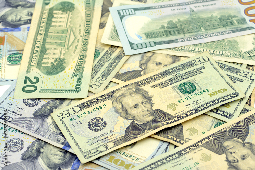 US dollar bank notes in full frame background. US dollar bank notes in full frame background.