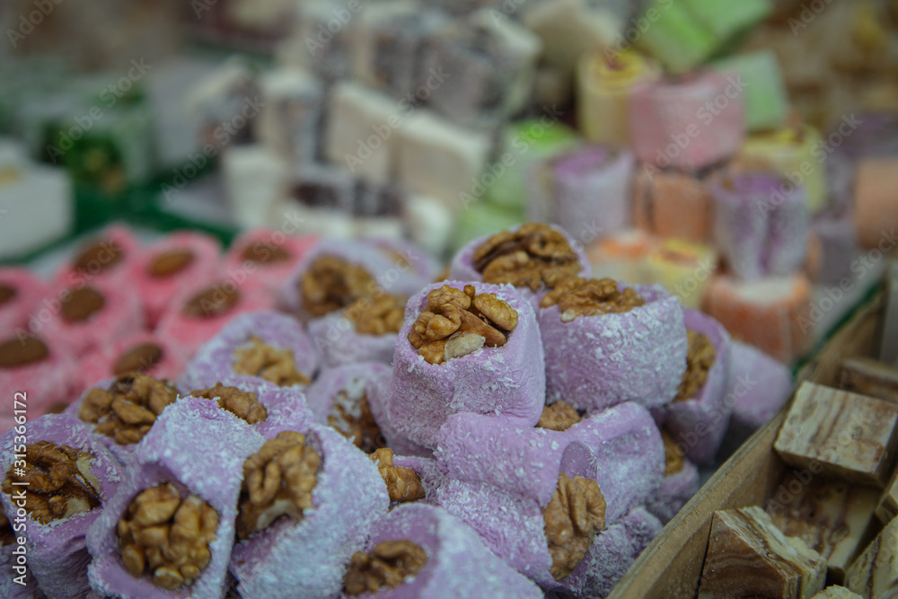 Pile of Turkish delight or lokum Pile of Turkish delight or lokum