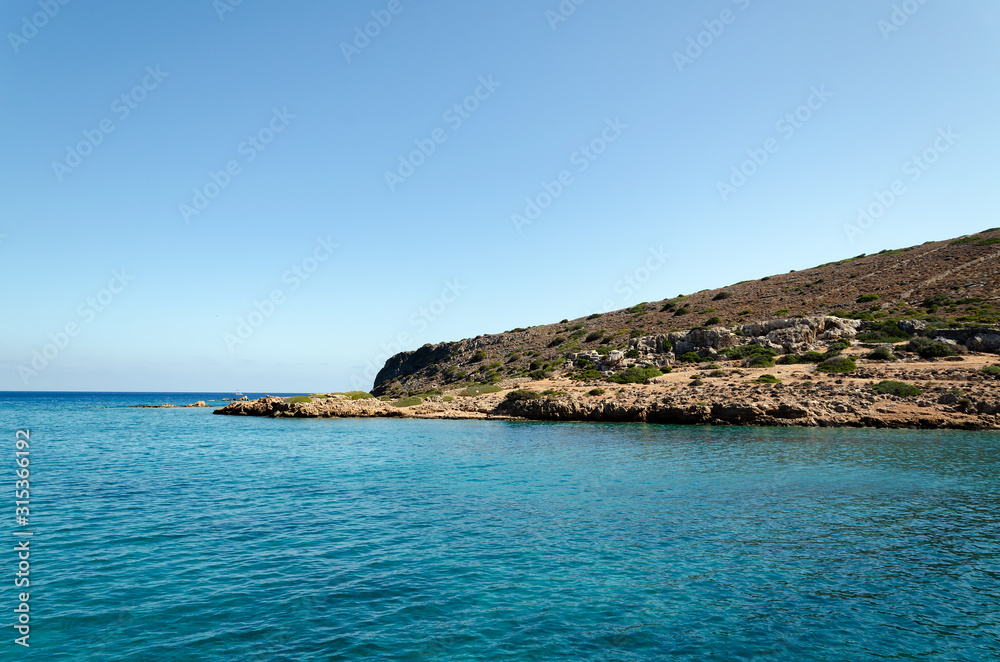 sea view, with clear water and blue sky, Greece