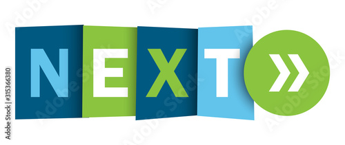 NEXT colorful vector typographic web button with arrows