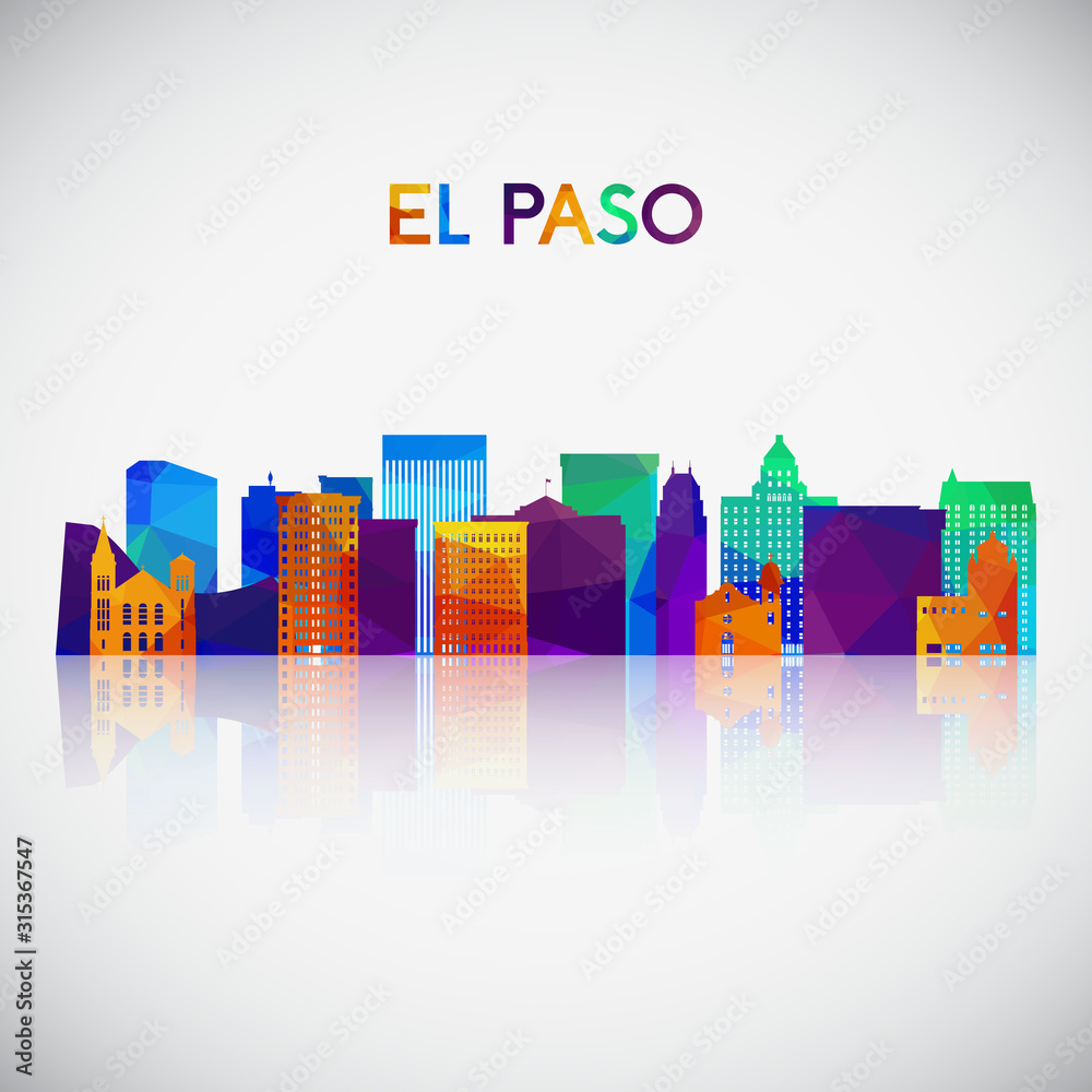 El Paso skyline silhouette in colorful geometric style. Symbol for your design. Vector illustration.