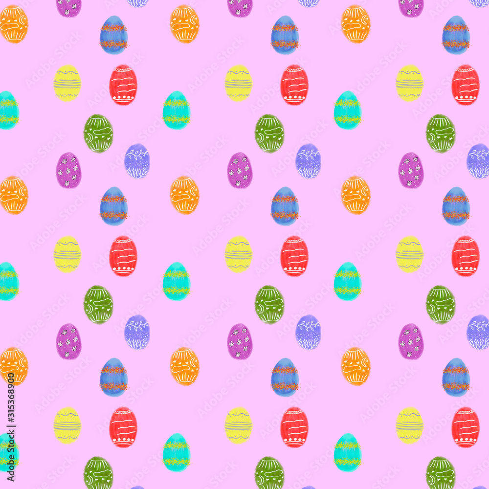 seamless pattern with multicolored easter eggs on pink background. Easter pattern. Easter concept, Print, packaging, wallpaper, fabric design seamless pattern with multicolored easter eggs on pink background. Easter pattern. Easter concept, Print, packaging, wallpaper, fabric design