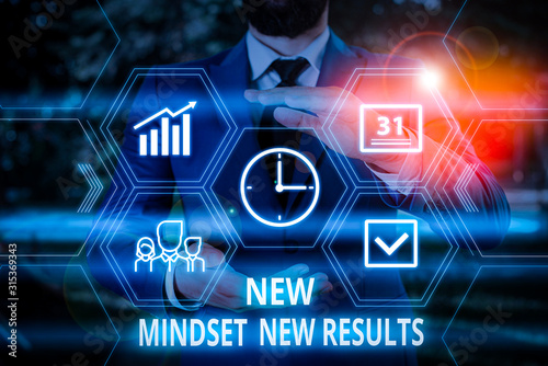 фотографія Word writing text New Mindset New Results