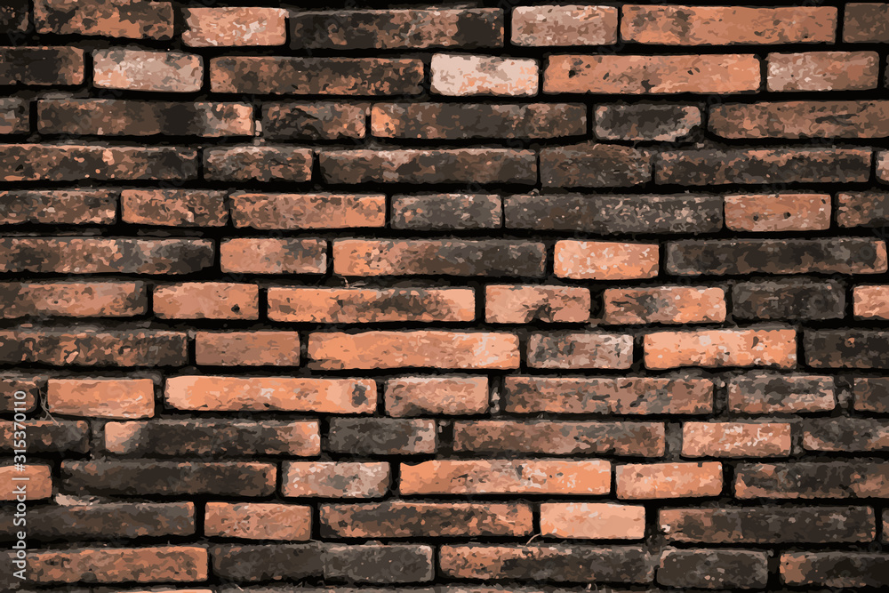 Grunge color texture as brick wall shape on white background (Vector). Use for decoration, aging or old layer Grunge color texture as brick wall shape on white background (Vector). Use for decoration, aging or old layer