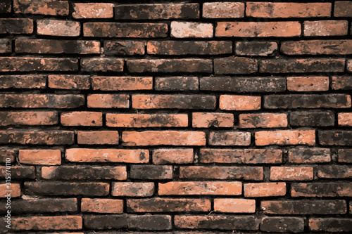 Grunge color texture as brick wall shape on white background  Vector . Use for decoration  aging or old layer
