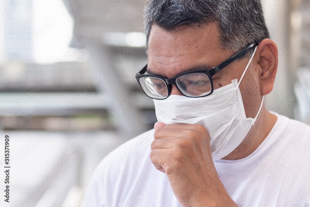 allergic sick old man coughing with sore throat; concept of man with allergy, phlegm, sore throat or throat inflammation, influenza, flu, cold, sickness, health care concept allergic sick old man coughing with sore throat; concept of man with allergy, phlegm, sore throat or throat inflammation, influenza, flu, cold, sickness, health care concept
