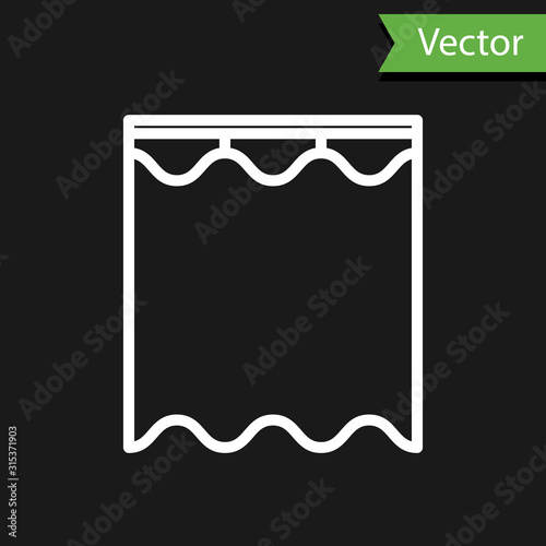 White line Curtains icon isolated on black background. Vector Illustration