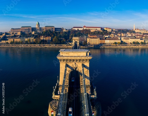 Photography Budapest, Hungary Chain Bridge panorama photo