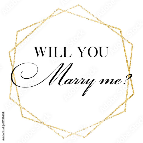 Will you marry me? Wedding, bachelorette party, hen party or bridal shower hand written calligraphy card, banner or poster graphic design lettering vector element. 