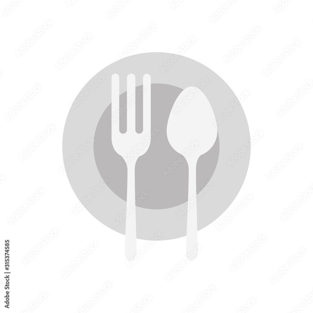 Plate fork and spoon design, Eat food restaurant menu dinner lunch cooking and meal theme Vector illustration Plate fork and spoon design, Eat food restaurant menu dinner lunch cooking and meal theme Vector illustration