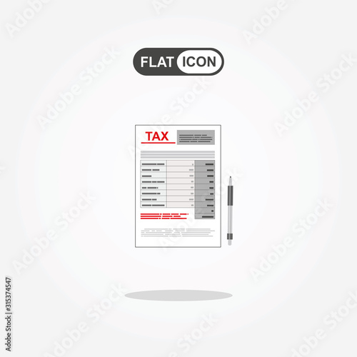 Tax form and pen. Modern flat design graphic elements. Vector illustration.