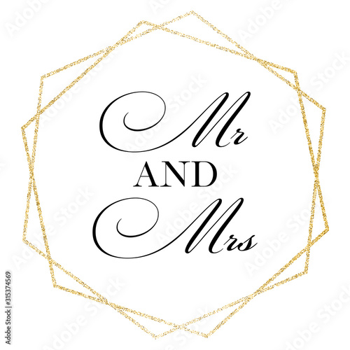 Mr and Mrs.. Wedding, bachelorette party, hen party or bridal shower hand written calligraphy card, banner or poster graphic design lettering vector element. 