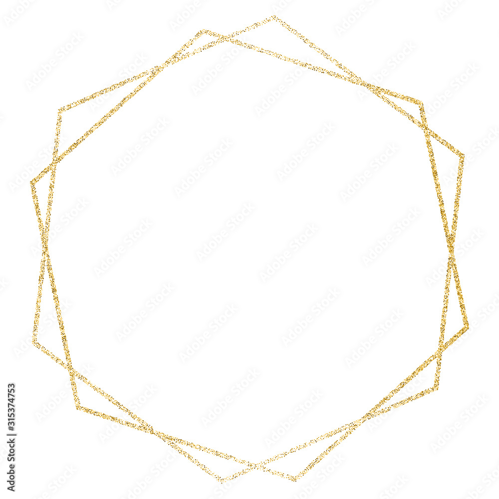 Polygonal vector frame with golden glitter elements Polygonal vector frame with golden glitter elements
