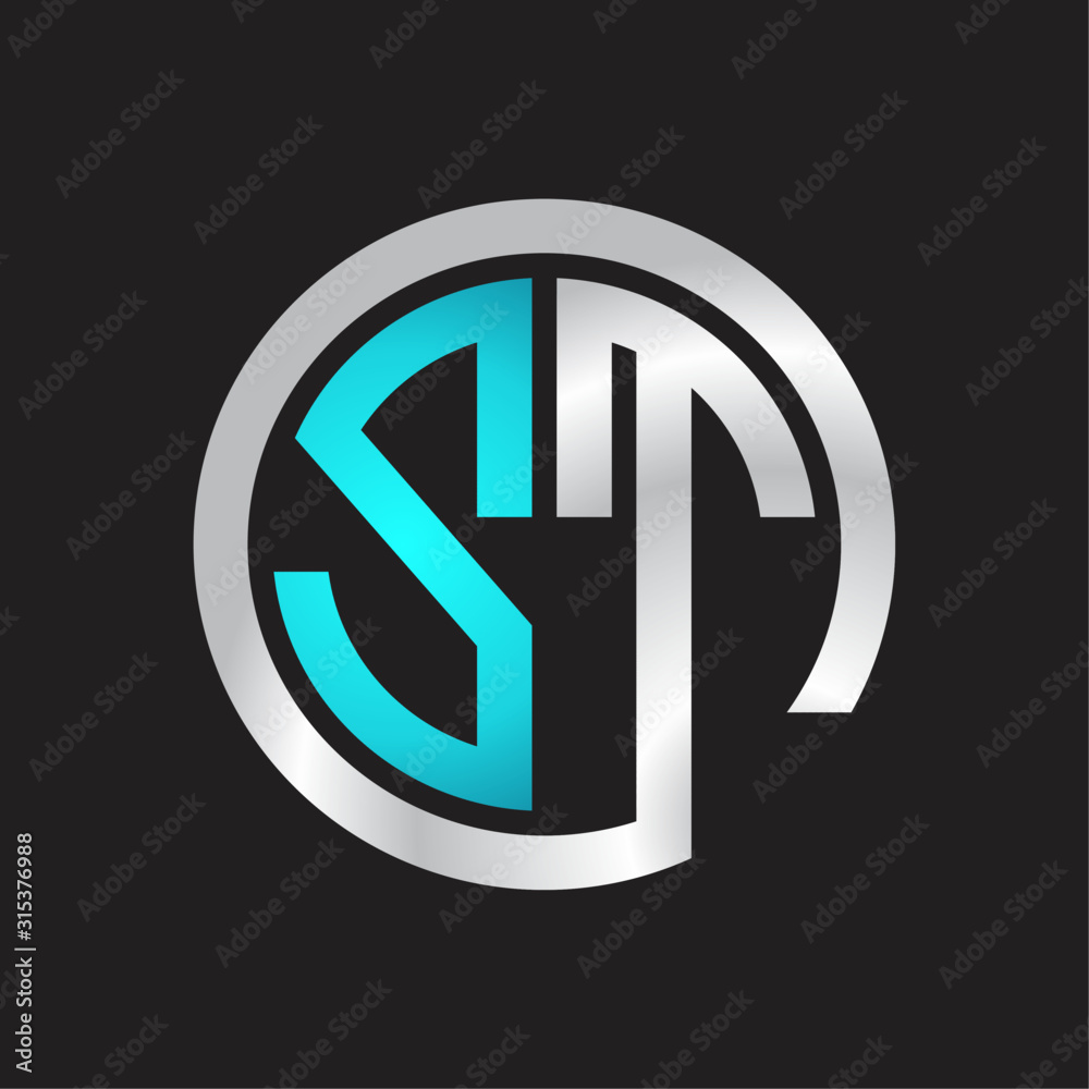ST Initial logo linked circle monogram Stock Vector Adobe Stock