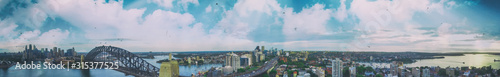 Aerial panoramic view of Sydney Harbor, New South Wales, Australia