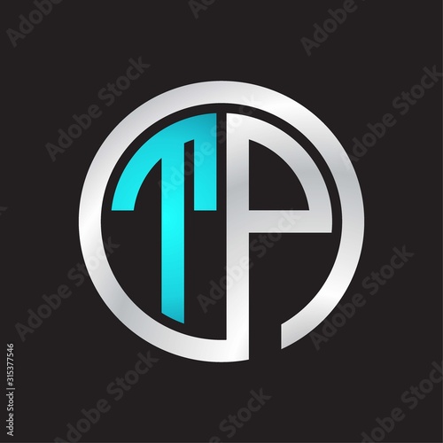 TP Initial logo linked circle monogram