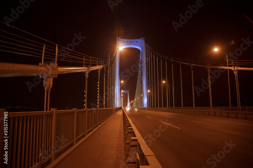 The sea bridge at night, taken in Dalian, Liaoning Province, China