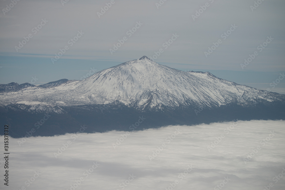 teide volcano with snow