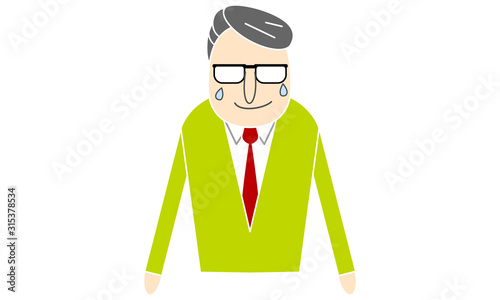 眼鏡をかけた男性　うれし泣き