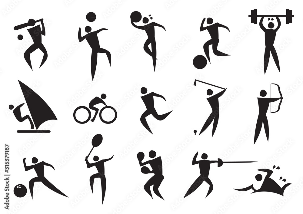 Icon of sport man in the different activities