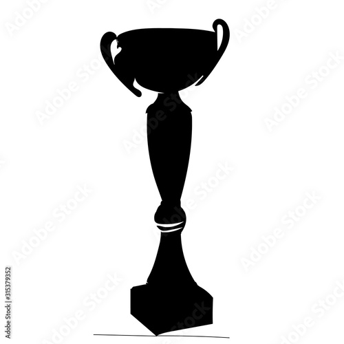 isolated, black silhouette winner cup