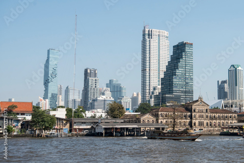 THAILAND BANGKOK CHAO PHRAYA RIVER SKYLINE