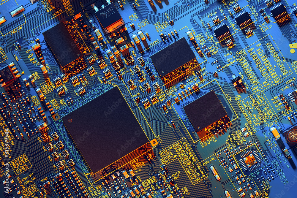 Obraz premium Electronic circuit board close up.