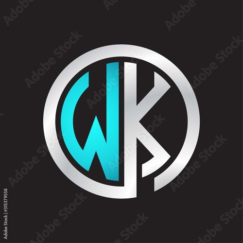 WK Initial logo linked circle monogram