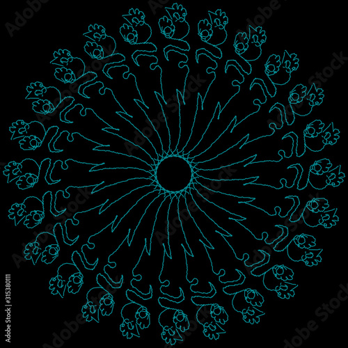 Symetryczny wzór na czarnym tle © Bernadeta