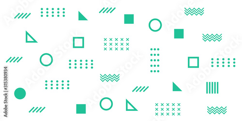 Memphis Simple Tosca Abstract Circle Line Rectangle Box Arrow Cross Mountain River Pie Egypt Basic Shape Background for shirt