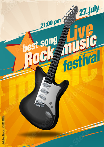abstract music background with guitar