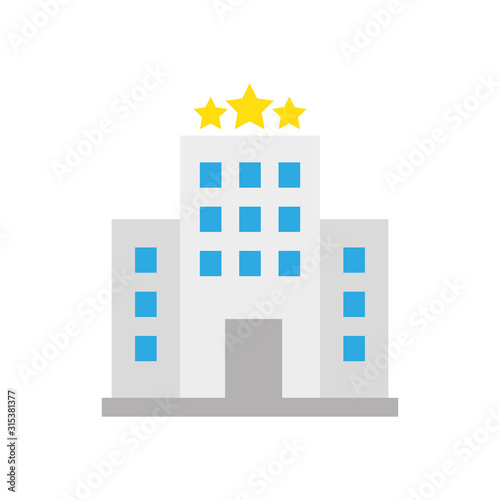Hotel building icon design of travel service reception room resort accommodation motel lobby and vacation theme Vector illustration