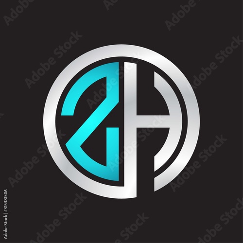 ZH Initial logo linked circle monogram