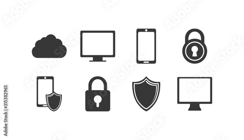 Variety technology and security system con set pack vector design