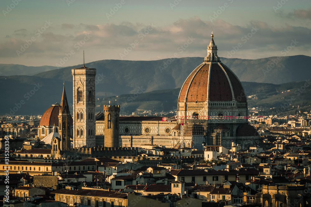 View of Florence from Piazzale de Michelangelo during sunset