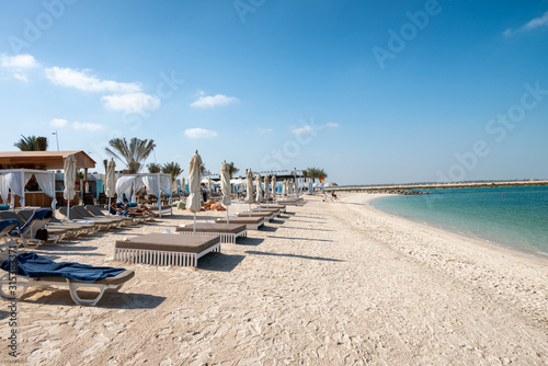 ABU DHABI, UAE - DECEMBER 8, 2016: Yas Island beach on a sunny day © jovannig