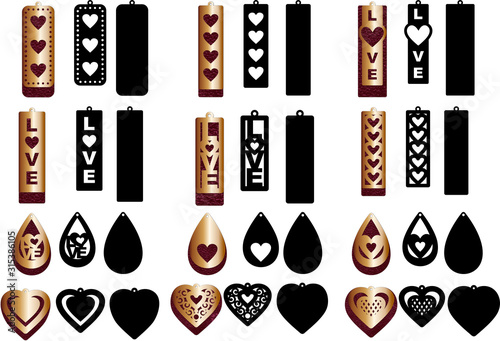 Heart Earring SVG, Valentine Earrings, Earrings svg, Earrings Template, Pendant svg, Leather Earrings, Love SVG
