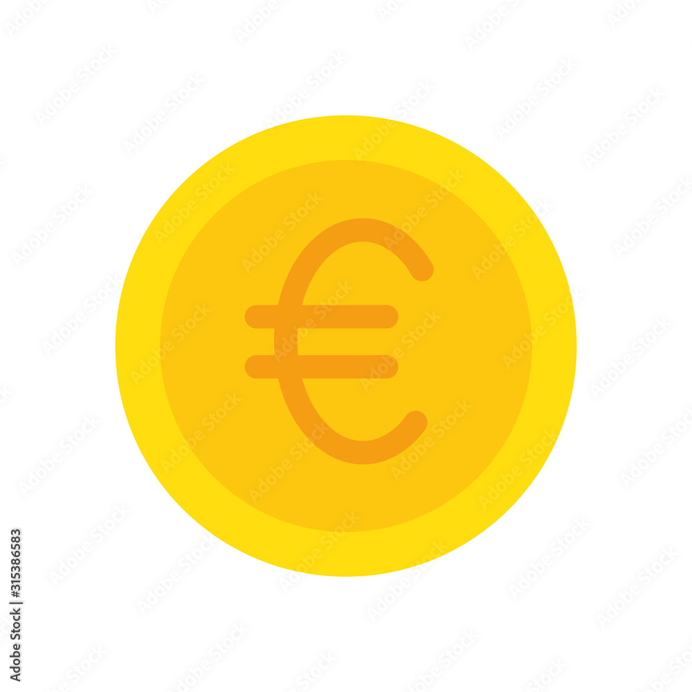 Euro coin of money financial item banking commerce market payment buy currency accounting and invest theme Vector illustration Euro coin of money financial item banking commerce market payment buy currency accounting and invest theme Vector illustration