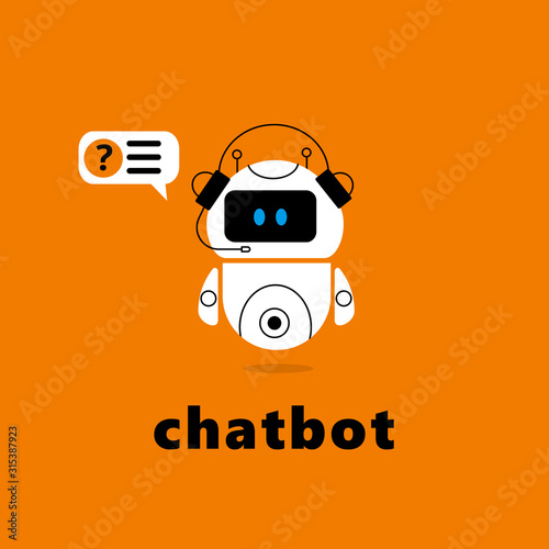 Vector illustration of chatbot with speech bubble.